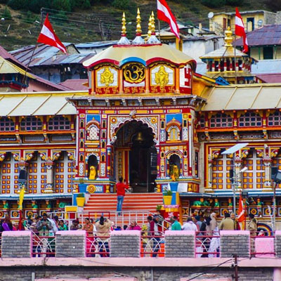 Colorful Badrinath temple facade